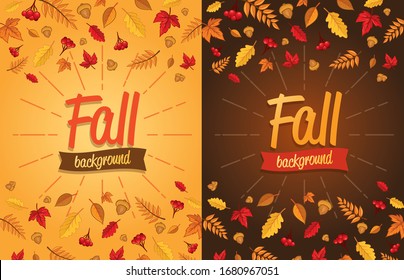 Autumn design with leaves in the background