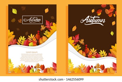 Autumn design with leaves. Sale background, banner or poster design