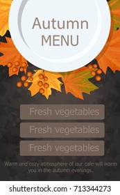 Autumn design on dark background. Place for text
