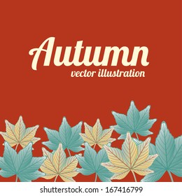 autumn design over orange background vector illustration