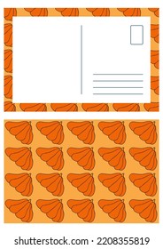 Autumn Design Template, Hand Drawn Pumpkins, Flat Vector Illustration, Post Card Layout, Printable Thank You
