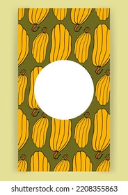 Plantilla de diseño de otoño, calabazas dibujadas a mano, ilustración vectorial plana, disposición de medios sociales, fondo de post blogger
