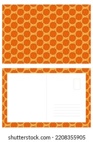 Autumn Design Template, Hand Drawn Pumpkins, Flat Vector Illustration, Post Card Layout, Printable Thank You
