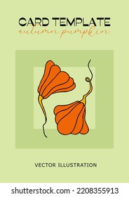 Autumn design template, hand drawn pumpkins, flat vector illustration, card, Invitation, poster layout