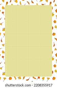 Autumn design template, hand drawn pumpkins, flat vector illustration, habit tracker, page for organizing routine