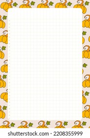 Autumn design template, hand drawn pumpkins, flat vector illustration, habit tracker, page for organizing routine