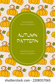 Herbstdesign-Vorlage, handgezeichnete Kürbis, flache Vektorgrafik, Karte, Einladung, Posterlayout