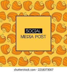 Autumn design template, hand drawn pumpkins, flat vector illustration. Promotional web banner for social media, square layout