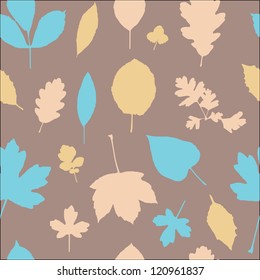 Autumn different leaves seamless pattern background