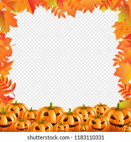 Autumn Discount Halloween Poster Isolated Transparent Background With Gradient Mesh, Vector Illustration