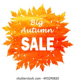 Autumn discount. Vector fall leaves.
