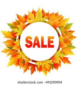 Autumn discount. Vector fall leaves. 