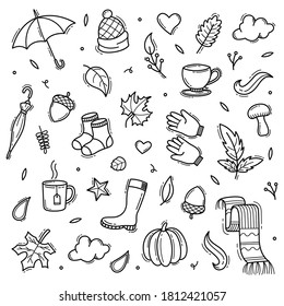Autumn doodle hand drawn object vector illustration