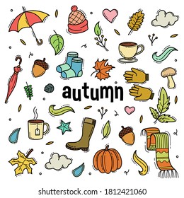 Autumn doodle hand drawn object vector illustration