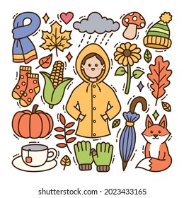 Autumn Doodle Illustration Isolated Background