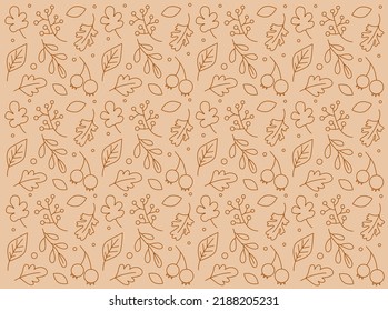 
Autumn doodle pattern. Contour autumn plants laid out in a vector pattern.