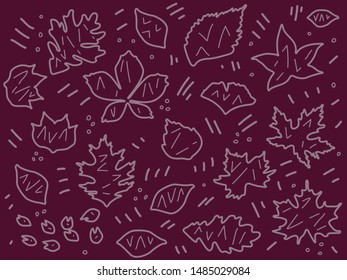 autumn doodle pattern of leaves