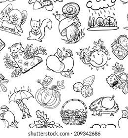 Autumn doodle seamless pattern