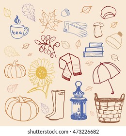Autumn doodle set