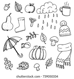 Autumn Doodles Hand Drawn Vector Set