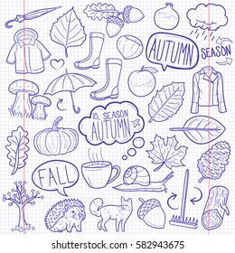 Autumn Doodles Icon Notebook Vector Art