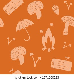 autumn doodles seamless pattern background in hand drawing style