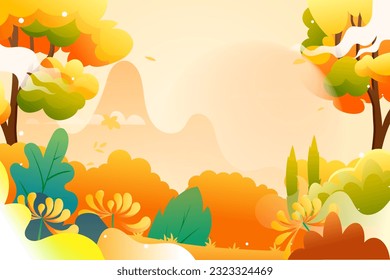 Autumn Double Ninth Festival parent-child tour, Liqiu solar terms, old people climb high and enjoy autumn illustration