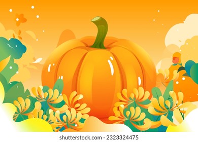 Autumn Double Ninth Festival parent-child tour, Liqiu solar terms, old people climb high and enjoy autumn illustration