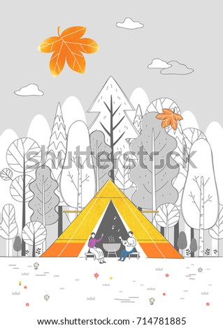 Autumn drawing illustration