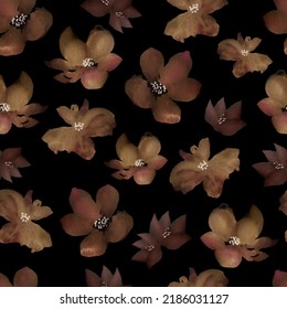 autumn dried flowers vector seamless pattern seasonal bouquet
