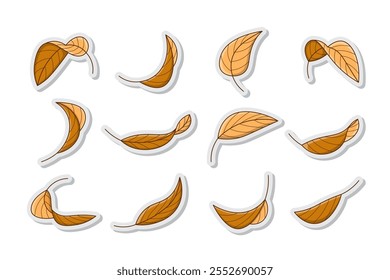 autumn dry leaf sticker vector