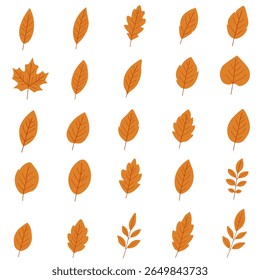 Autumn Dry Leaves Set - Flat Style