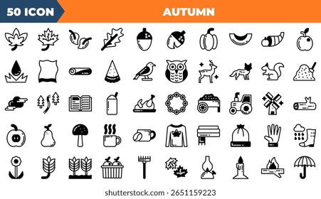 Autumn Duotone Editable Icons set. Vector illustration in modern thin duotone style of autumn icons: spring, maple, leaf, etc