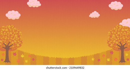 Autumn dusk landscape, Background of vector illustration, Banner size