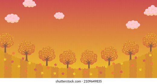 Autumn dusk landscape, Background of vector illustration, Banner size