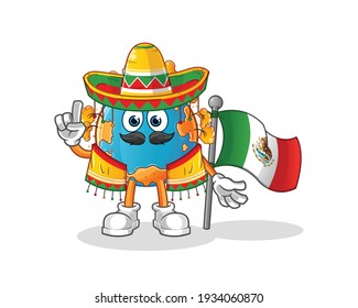 autumn earth Mexican with traditional cloth and flag character. cartoon mascot vector