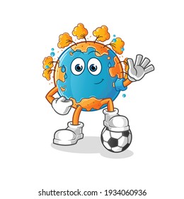 autumn earth playing soccer illustration. character vector