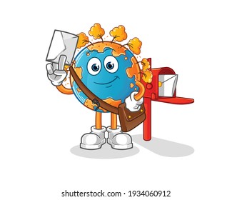 autumn earth postman vector. cartoon character