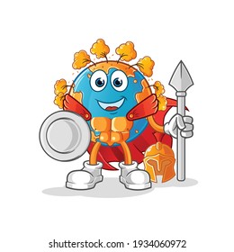 autumn earth spartan character. cartoon mascot vector