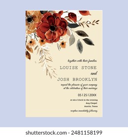 Autumn Elegant Floral Wedding Invitation