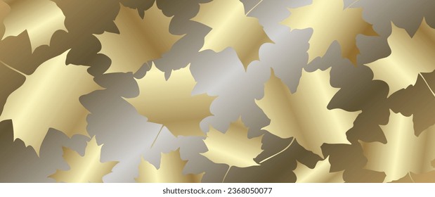 Autumn elegant gold cover design with maple leaves. Modern luxury vector art background. Premium fashionable template for cover design, invitation, flyer, wedding card, note book, menu design.
