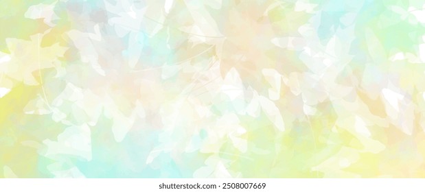 Autumn elegant vector watercolor texture art background, blue sky and autumn maple leaves. Pastel color watercolor illustration for cover, card, flyers, poster. Colorful hand drawn abstract background