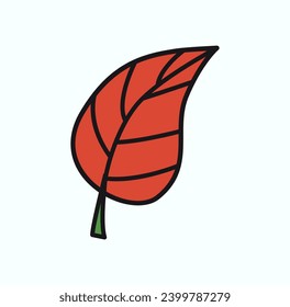 Autumn element of colorful sticker set. An enchanting autumn-themed illustration featuring a colorful design with an elegant leaf outline, encapsulates beauty of fall foliage. Vector illustration.