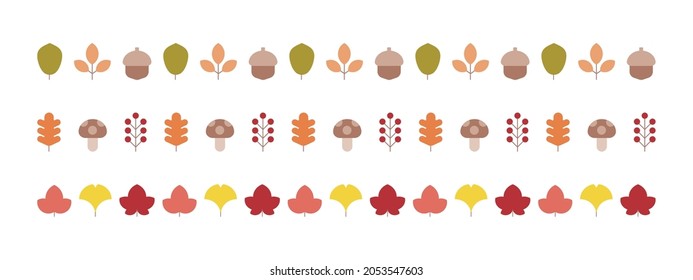 Autumn element concept graphic decoration line. Collection illustration of autumn leaves, fallen leaves and berries.