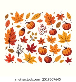 Autumn element, hand drwan flat illustration