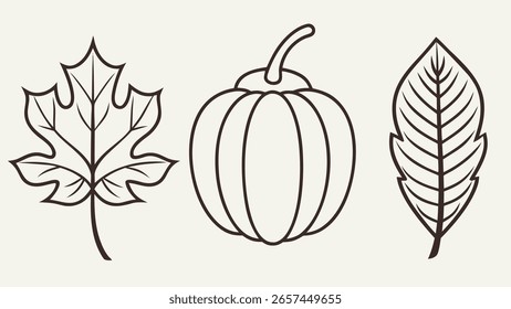 Elementos de otoño Colección de hojas de otoño calabazas y bellota Clipart conjunto de ilustración