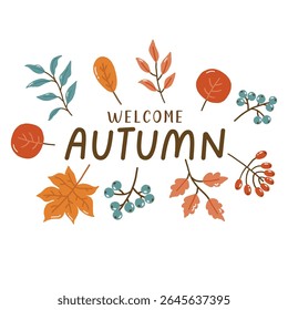 Autumn elements doodle illustration, pumpkins collection, autumn cozy set