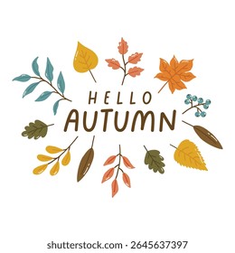 Autumn elements doodle illustration, pumpkins collection, autumn cozy set