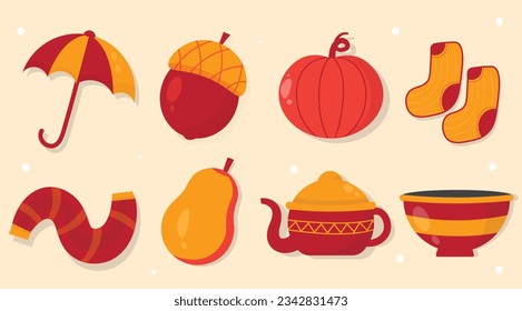  Autumn elements icon collection set