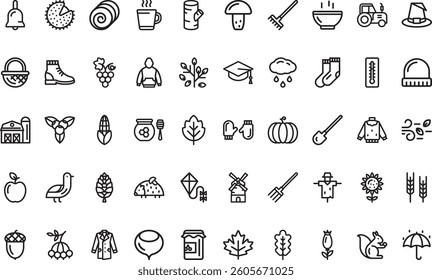 Autumn elements icons High-Quality Vector Icons Collection with Editable Stroke. Ideal for Professional and Creative Projects